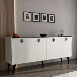 Buffet Jeslie pakoworld melamine white-marble look 180x40x79cm Buffet Jeslie pakoworld melamine white-marble look 180x40x79cm