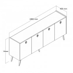 Μπουφές Jeslie pakoworld μελαμίνης λευκό-ανθρακί 180x40x79εκ