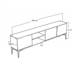 Tv stand Kowel pakoworld melamine dark grey-oak 180x34x51cm Tv stand Kowel pakoworld melamine dark grey-oak 180x34x51cm