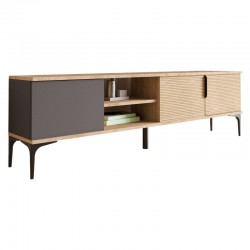 Tv stand Kowel pakoworld melamine dark grey-oak 180x34x51cm Tv stand Kowel pakoworld melamine dark grey-oak 180x34x51cm