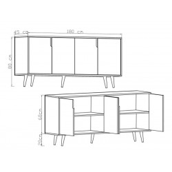 Μπουφές Sennan pakoworld μελαμίνης oak 180x45x80εκ