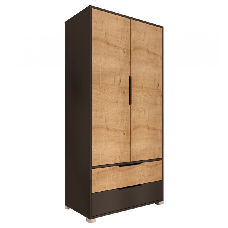 2-door wardrope Forx pakoworld melamine oak-dark grey 90x45x180cm