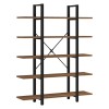 Bookcase Esthon pakoworld walnut-black metal 120x32x184cm