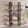 Bookcase Esthon pakoworld walnut-black metal 120x32x184cm