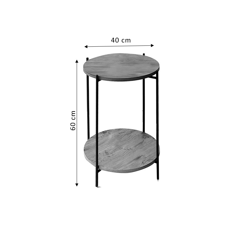 Side table Tsouki pakoworld oak-black D40x60CM Side table Tsouki pakoworld oak-black D40x60CM