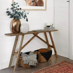 Console Roosevelt pakoworld solid pine wood 35mm walnut 119x29x80cm Console Roosevelt pakoworld solid pine wood 35mm walnut 119x29x80cm