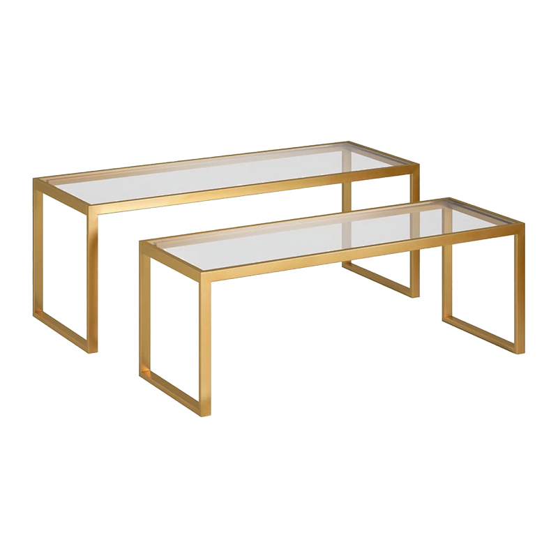 Redro pakoworld coffee table set of 2 gold metal-glass 100x40x45cm Redro pakoworld coffee table set of 2 gold metal-glass 100x40x45cm