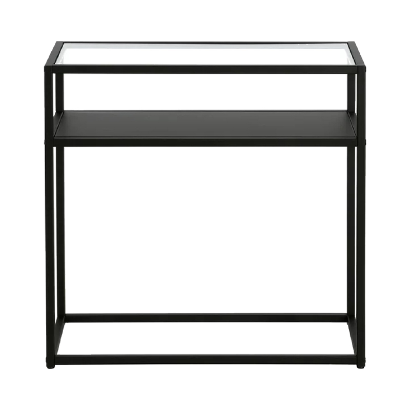 Side table Levian pakoworld black metal-glass 60x25x60cm Side table Levian pakoworld black metal-glass 60x25x60cm