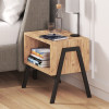 Taffa pakoworld bedside table with black metal legs in sonoma shade 49x35x49cm