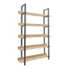 Almond pakoworld bookcase in oak-black shade 120x29x185cm