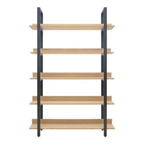 Βιβλιοθήκη Almond pakoworld σε oak-μαύρη απόχρωση 120x29x185εκ