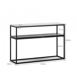 Castel I pakoworld console in white marble look - black metal 120x35x80cm