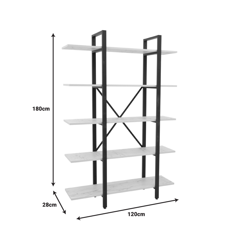 Esthon pakoworld bookcase in white marble finish with gold metal 120x28x180cm Esthon pakoworld bookcase in white marble finish with gold metal 120x28x180cm
