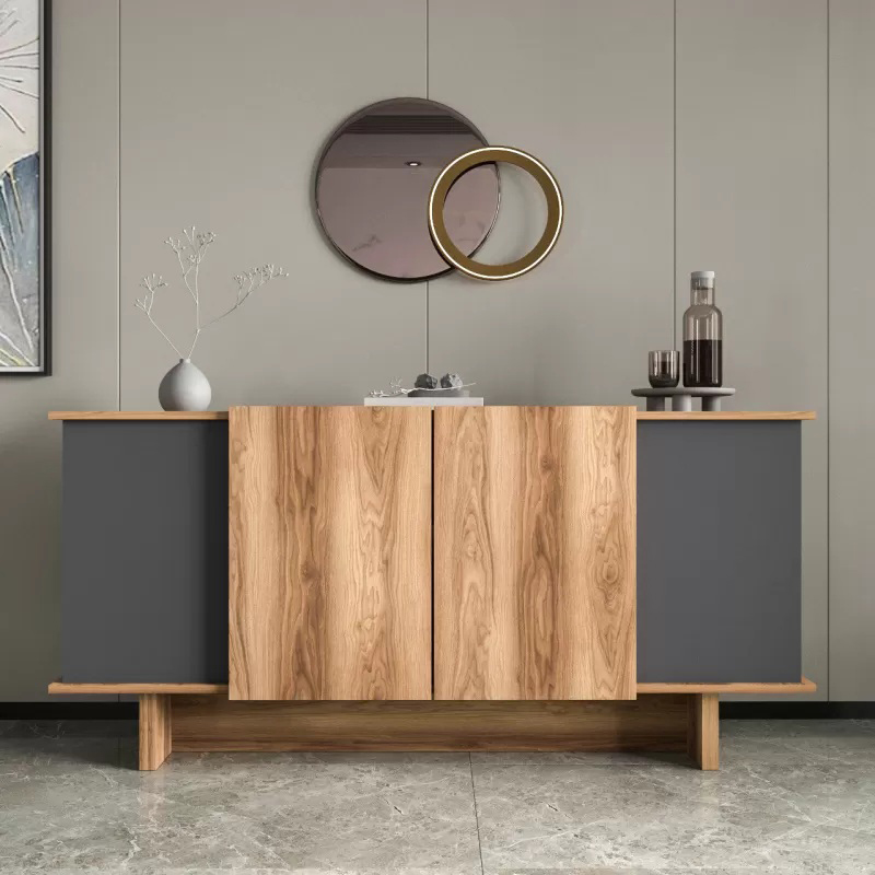 Aramos sideboard pakoworld in anthracite - oak shade 180x45x80cm Aramos sideboard pakoworld in anthracite - oak shade 180x45x80cm