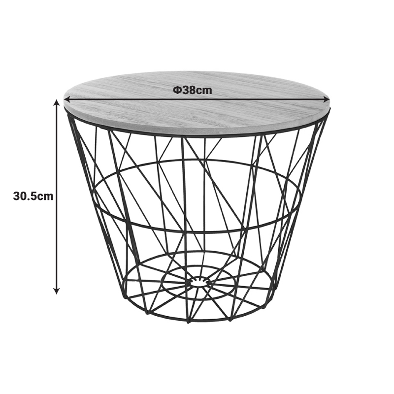 Side coffee table Jacot pakoworld in oak-black color D38x30,5cm