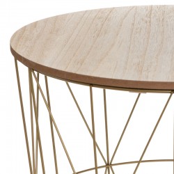 Side table Kumi pakoworld oak-gold D41x40cm Side table Kumi pakoworld oak-gold D41x40cm