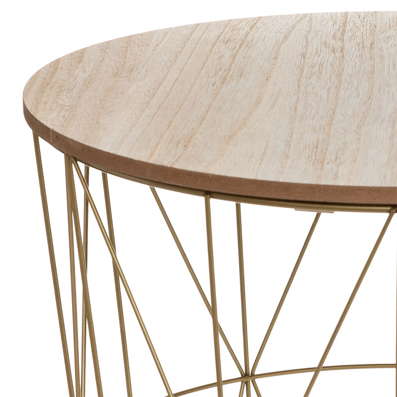 Side table Kumi pakoworld oak-gold D41x40cm Side table Kumi pakoworld oak-gold D41x40cm