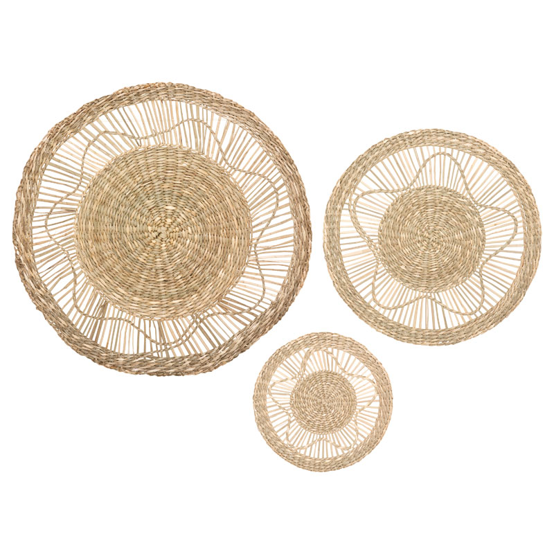 Wall deco Lela pakoworld set 3 pieces natural color Wall deco Lela pakoworld set 3 pieces natural color