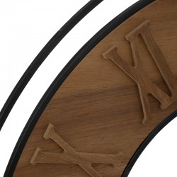 Wall clock Dorino pakoworld brown color mdf-black metal D65.5x4cm Wall clock Dorino pakoworld brown color mdf-black metal D65.5x4cm