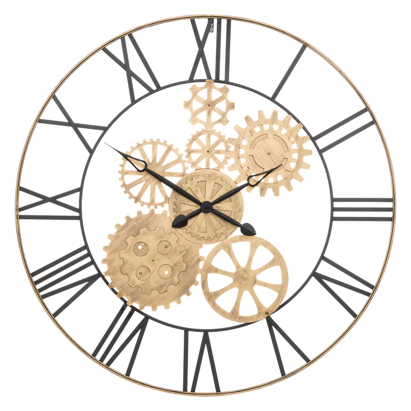 Wall clock Isea pakoworld golden-black metal D90x4.5cm Wall clock Isea pakoworld golden-black metal D90x4.5cm