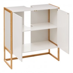 Bathroom cabinet-counter Derfen pakoworld mdf in white-natural color 70x33x80cm Bathroom cabinet-counter Derfen pakoworld mdf in white-natural color 70x33x80cm