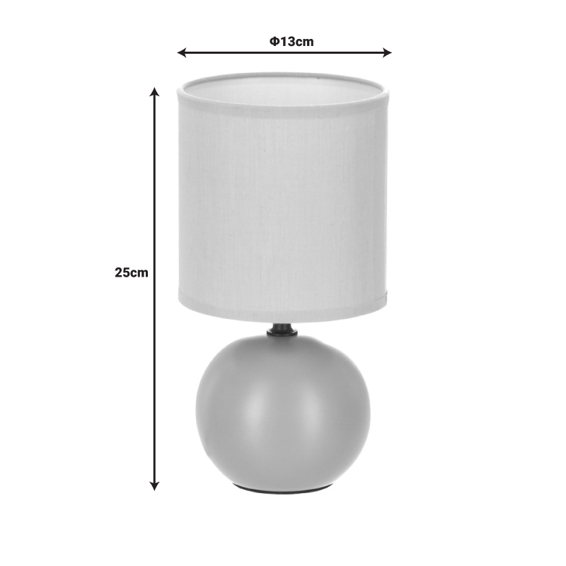 Table lamp PWL-1210 pakoworld E14 ceramic in grey-brown color D13x25cm Table lamp PWL-1210 pakoworld E14 ceramic in grey-brown color D13x25cm