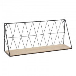 Wall shelf Anneza pakoworld metal-mdf in natural-black color 48x12x20cm Wall shelf Anneza pakoworld metal-mdf in natural-black color 48x12x20cm