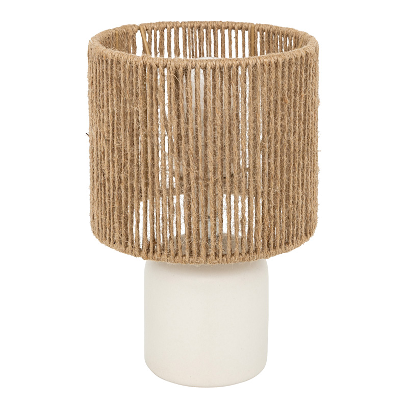 Table lamp Leyda pakoworld ceramic in white-natural color D16x24cm