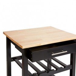 Τρόλεϊ-Ραφιέρα Claude pakoworld mdf μαύρο - φυσικό  58x48x87.5εκ