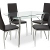 Dining set 5pcs Jacob-Jella pakoworld with glass-chair black pu 120x75x75.5cm