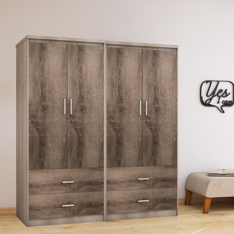 Wardrobes Olympus pakoworld with 4 doors and 4 drawers in castillo-toro color 162x57x183cm Wardrobes Olympus pakoworld with 4 doors and 4 drawers in castillo-toro color 162x57x183cm
