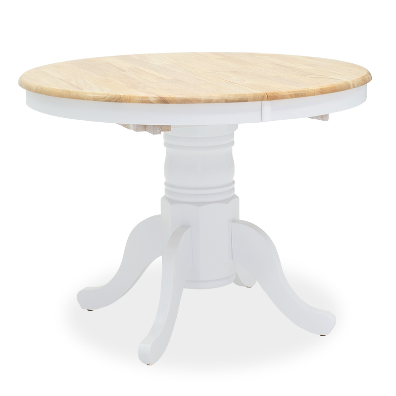 Dining set 5pcsd Lars Extendable Wooden-MDF in white-natural color D100(+38)x100x75cm Dining set 5pcsd Lars Extendable Wooden-MDF in white-natural color D100(+38)x100x75cm