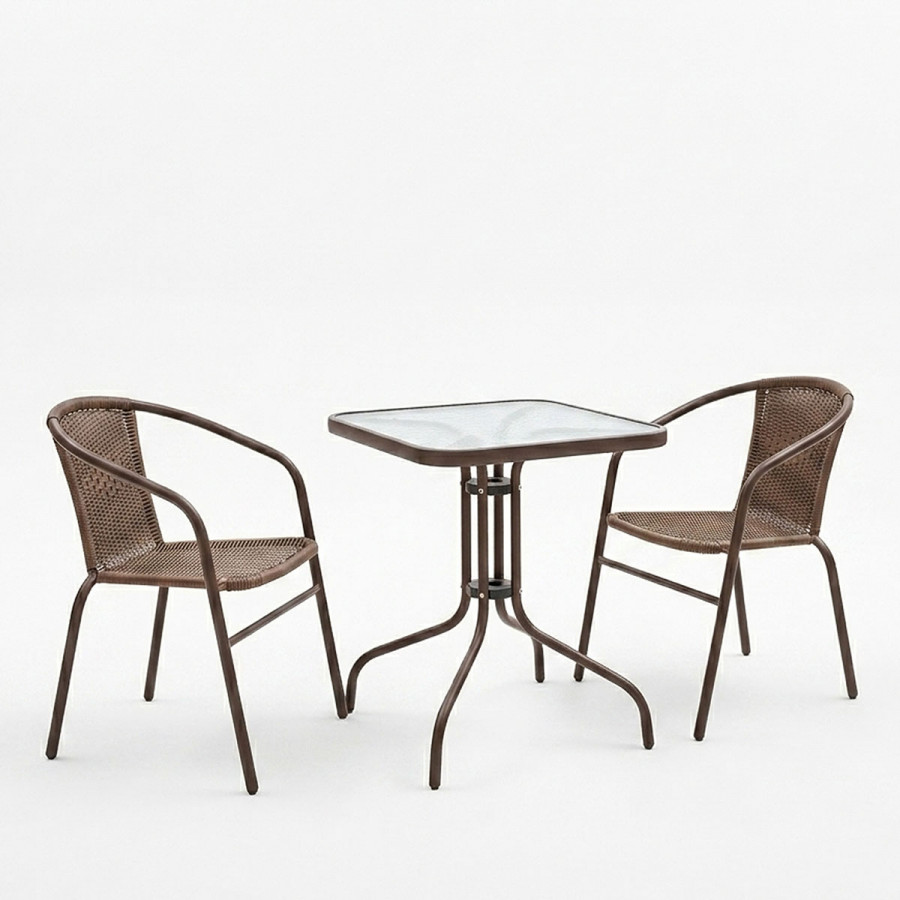 Obbi-Watson dining set 3pcs pakoworld metal-pe brown