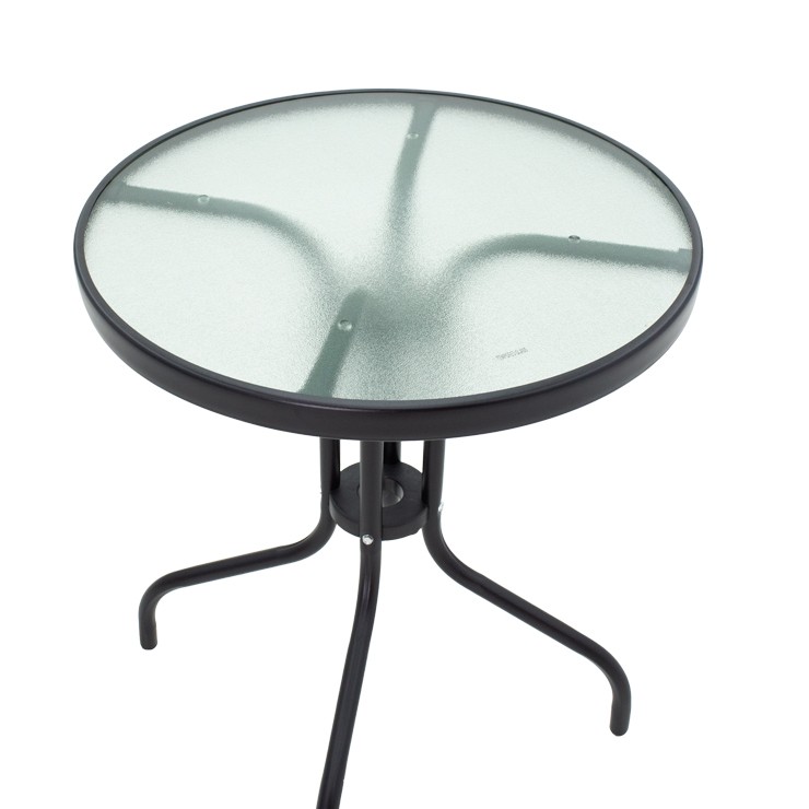 Τραπεζαρία Calan-Watson σετ 3τεμ pakoworld μέταλλο μαύρο-textilene μαύρο Φ60x70εκ