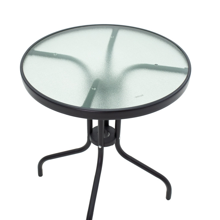 Garden dining set 3pcs Calan-Watson pakoworld metal black-textilene black D60x70cm