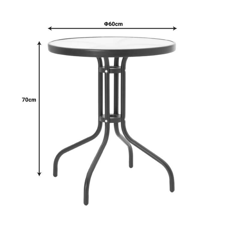 Garden dining set 3pcs Calan-Watson pakoworld metal black-textilene black D60x70cm