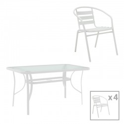 Ensure-Tade dining table set of 5 pakoworld metal in white shade Ensure-Tade dining table set of 5 pakoworld metal in white shade