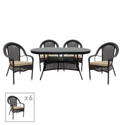 Cellin dining set 7pcs pakoworld metal-pe rattan brown Cellin dining set 7pcs pakoworld metal-pe rattan brown