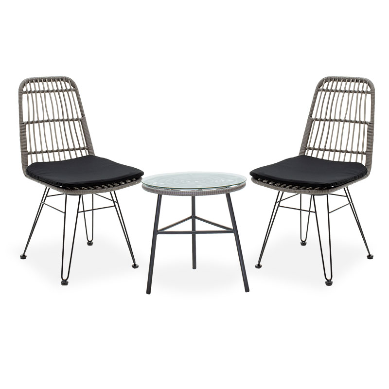 Gaus-Naoki lounge B set of 3 pakoworld black metal and pe rattan in gray shade 45.5x61x90cm Gaus-Naoki lounge B set of 3 pakoworld black metal and pe rattan in gray shade 45.5x61x90cm