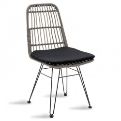 Dining set 3pcs Gaus-Naoki pakoworld metal black--pe gray Dining set 3pcs Gaus-Naoki pakoworld metal black--pe gray