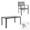 Τραπεζαρία κήπου Nares-Moly σετ 7τεμ pakoworld αλουμίνιο ανθρακί--textilene γκρι