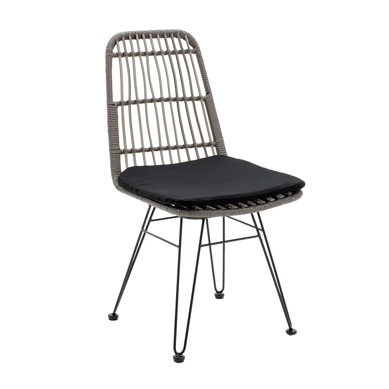Naoki dining set 3pcs pakoworld metal black pe gray Naoki dining set 3pcs pakoworld metal black pe gray