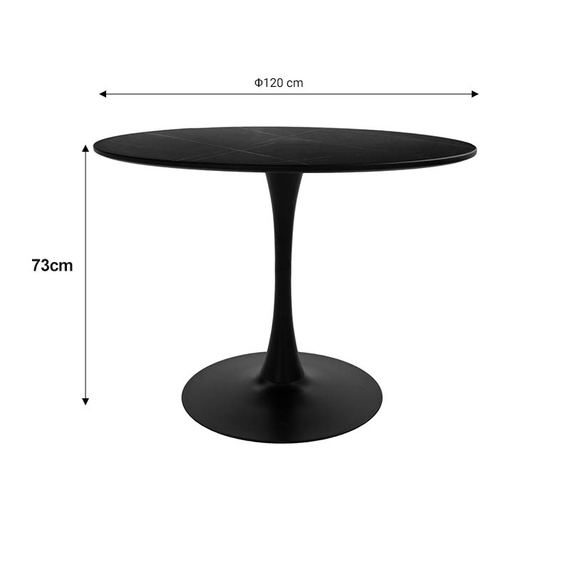 Balou-Julita dining table set of 5 pakoworld MDF and pp in black-natural shade Φ100x73cm