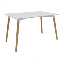 Dining table Natali-Gaston set of 5 pieces white in white-natural shade 120x80x73cm
