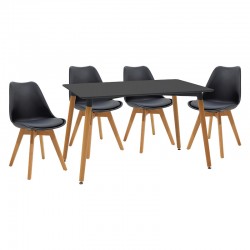 Natali-Gaston pakoworld dining set 5pcs black-natural 120x80x76cm Natali-Gaston pakoworld dining set 5pcs black-natural 120x80x76cm