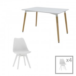 Student dining set Natali-Gaston pakoworld set 5 pcs white 120x80x76cm Student dining set Natali-Gaston pakoworld set 5 pcs white 120x80x76cm