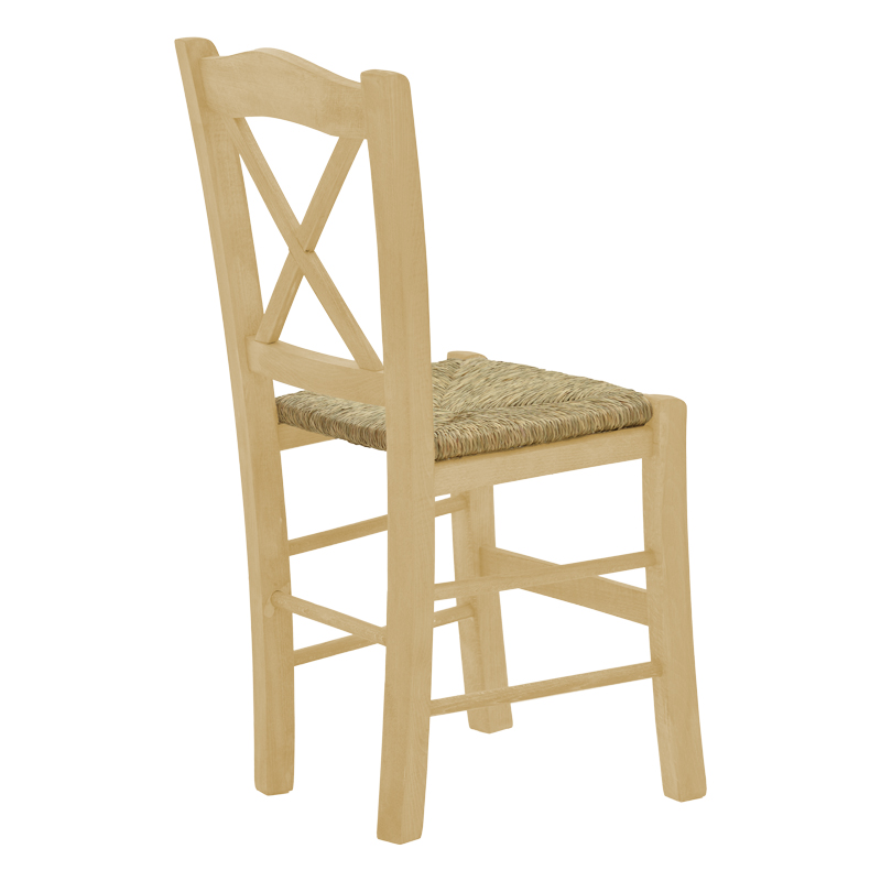 Coffee shop chair with mat Seimi-Charchie pakoworld criss cross unpainted wood 42x40x89cm