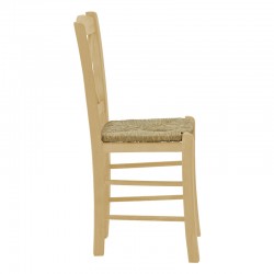 Καρέκλα καφενείου με ψάθα Seimi-Charchie pakoworld χιαστή άβαφο ξύλο 42x40x89εκ