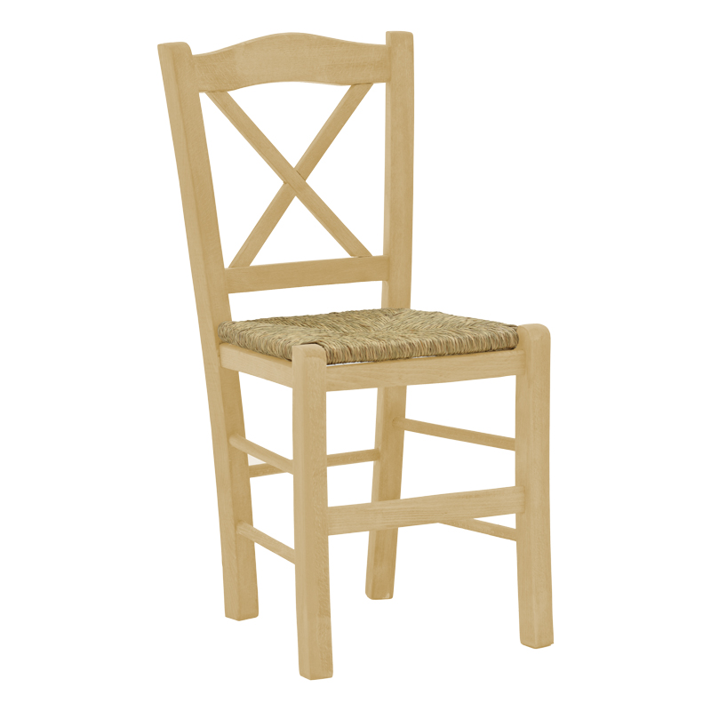 Coffee shop chair with mat Seimi-Charchie pakoworld criss cross unpainted wood 42x40x89cm