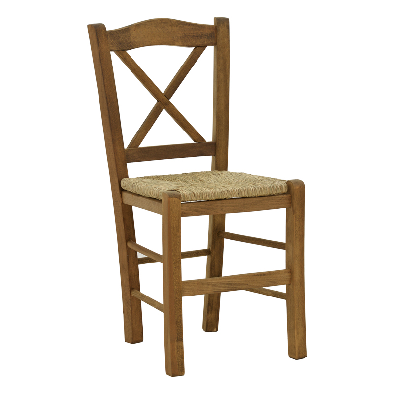 Coffee shop chair with mat Seimi-Charchie pakoworld criss cross walnut wood 42x40x89cm